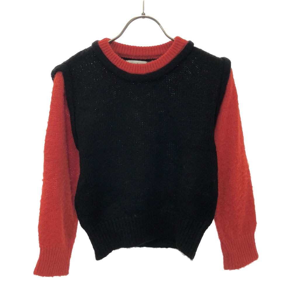 YVES SAINT LAURENT イヴサンローラン 90s ウールブレンド オールド 長袖 セーター 120 ブラック×レッド ニット