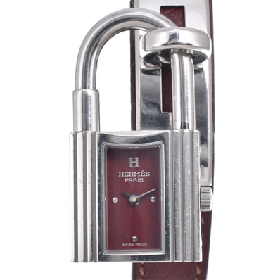 エルメス HERMES KE1.210 ケリーウオッチ ワインレッド クォーツ レディース 良品 腕時計 D#149697
