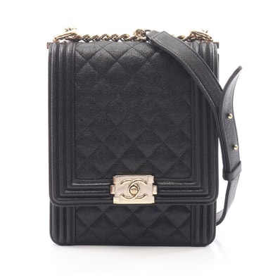 シャネル CHANEL ボーイシャネル マトラッセ ショルダーバッグ バッグ カーフ(牛革) レディース ブラック系 AS0130 【中古】