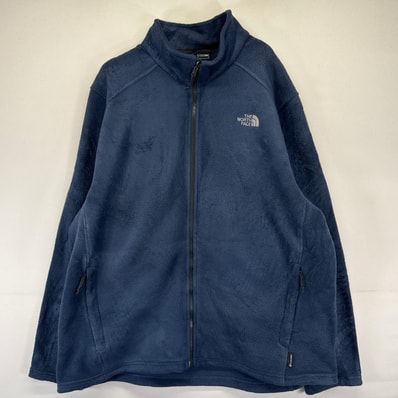 古着 ザ・ノースフェイス THE NORTH FACE フリース ジャケット フルジップ ワンポイント刺繍ロゴ 2XL ネイビー系 メンズ