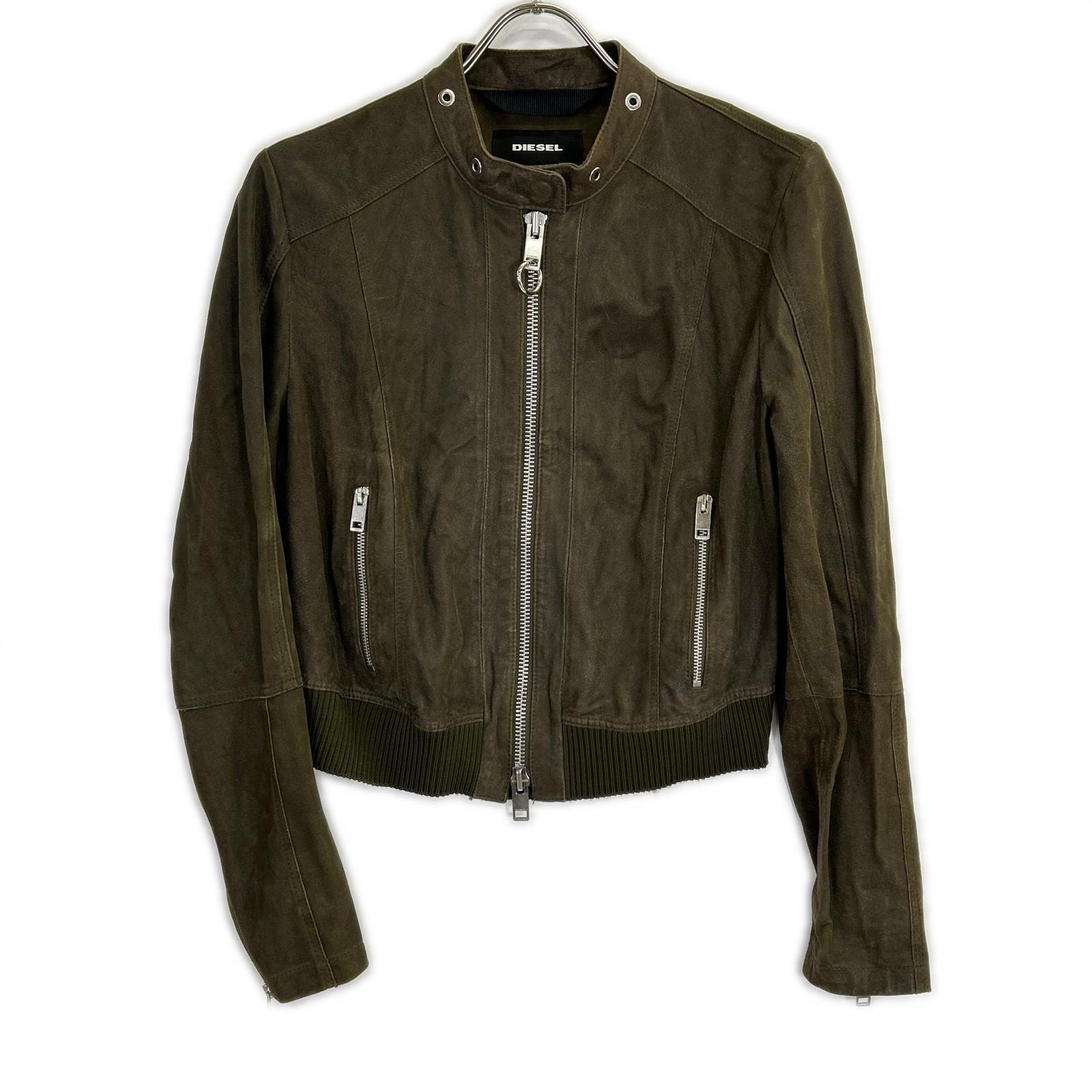 ディーゼル カーキ ラムレザー ラーダース ブルゾン S