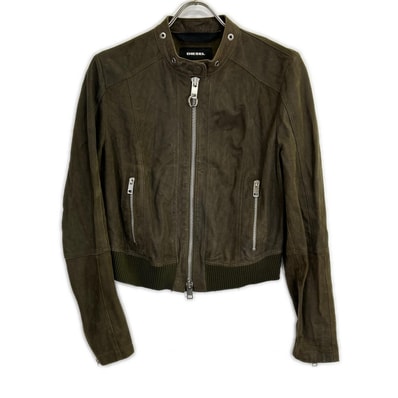 ディーゼル カーキ ラムレザー ラーダース ブルゾン S