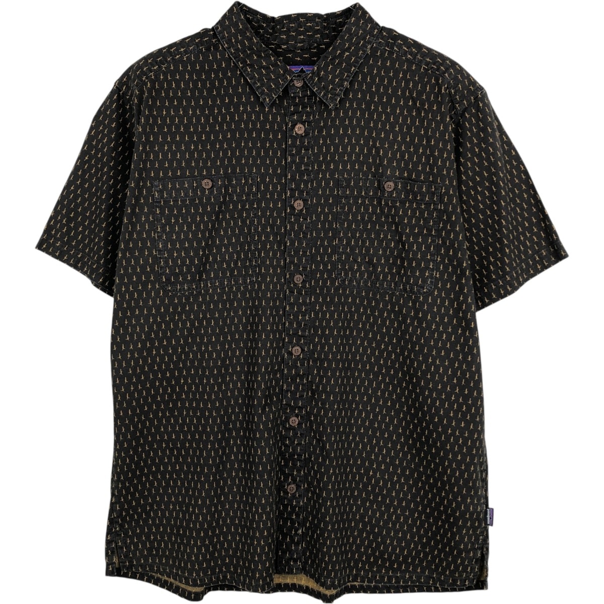 古着 パタゴニア Patagonia 53139FA18 総柄 半袖 ヘンプ×オーガニックコットンシャツ メンズL相当/eaa625555