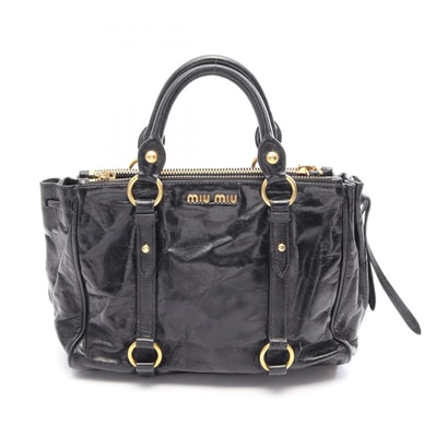 ミュウ ミュウ Miu Miu VITELLO ハンドバッグ バッグ レザー レディース ブラック系 【中古】
