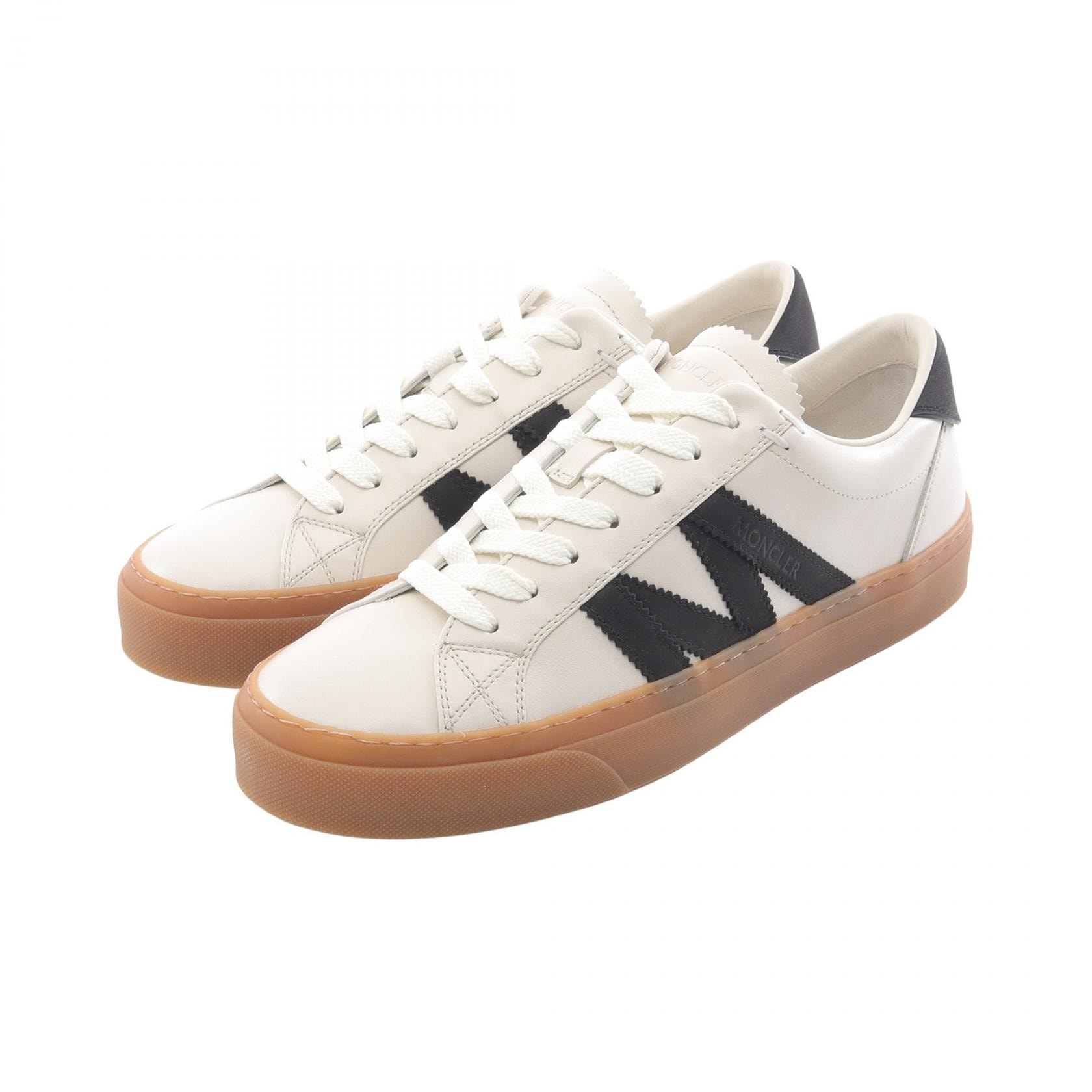 モンクレール MONCLER MONACO 2 モナコ スニーカー 靴 レザー メンズ アイボリー系 / ブラック系 4M00180M6071P0944 【新品】