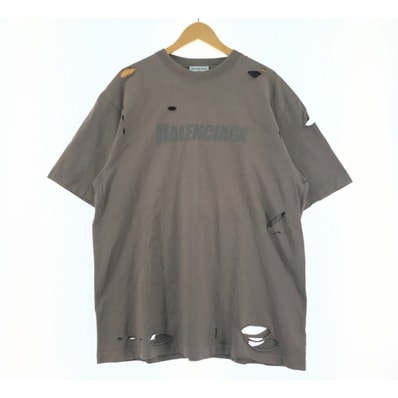▼▼BALENCIAGA バレンシアガ DESTROYED FLATGROUND Tシャツ ダメージ加工 SIZE XXS オリーブ