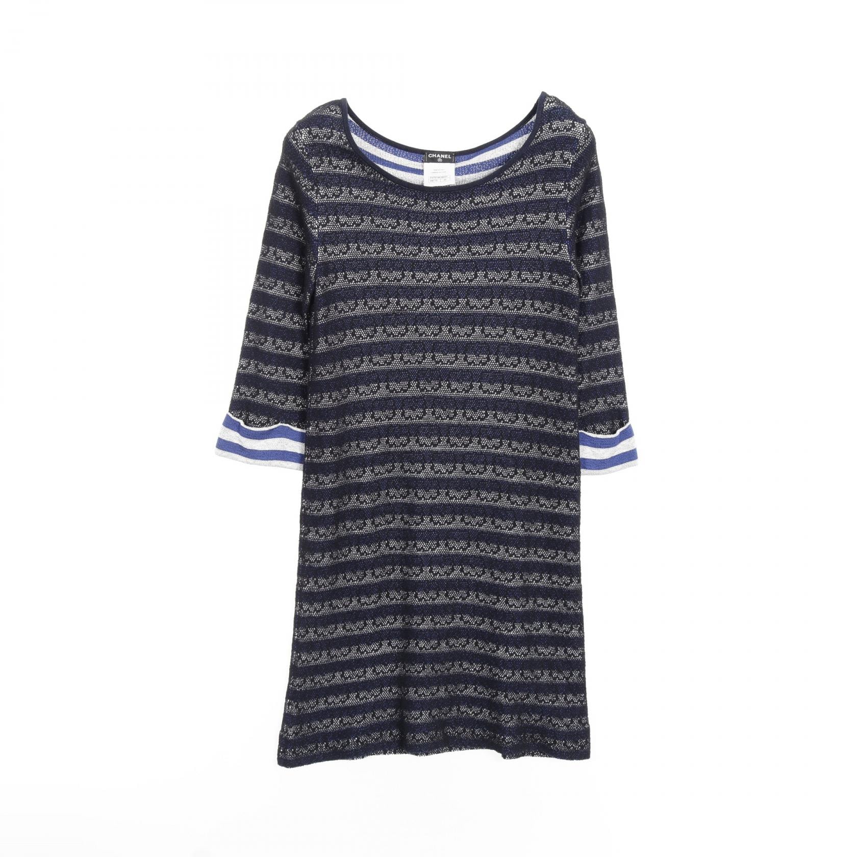 シャネル CHANEL ワンピース 衣料品 トップス コットン レーヨン シルク レディース ブラック系 / ブルー系 / グレー系 【中古】
