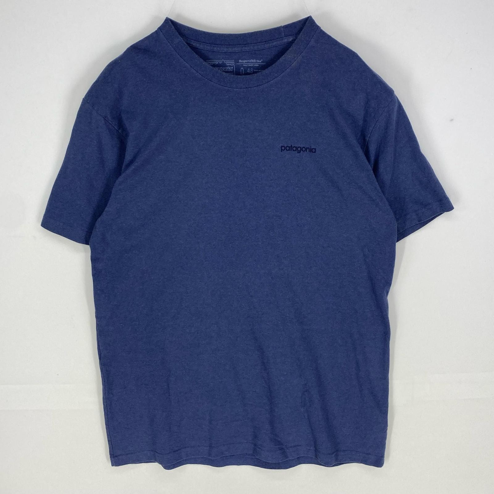 古着 パタゴニア patagonia 半袖Tシャツ クルーネック アウトドア ショートスリーブ XL  ネイビー系 プリント メンズ
