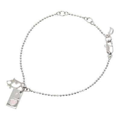ディオール ロゴ ハート タグ ブレスレット シルバー ピンク メタル レディース Dior 【中古】