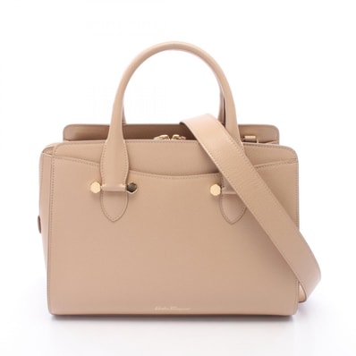 サルヴァトーレフェラガモ Salvatore Ferragamo TODAY トゥデイ 2WAY ハンドバッグ バッグ レザー レディース ベージュ系 【中古】