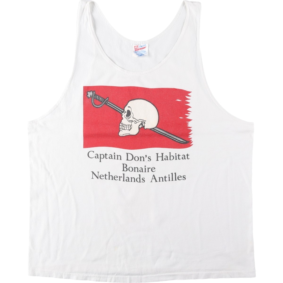 古着 90年代 ヘインズ Hanes Captain Don's Habitat ドクロ柄 スカル柄 アドバタイジングTシャツ タンクトップ USA製 メンズXL相当/eaa654488