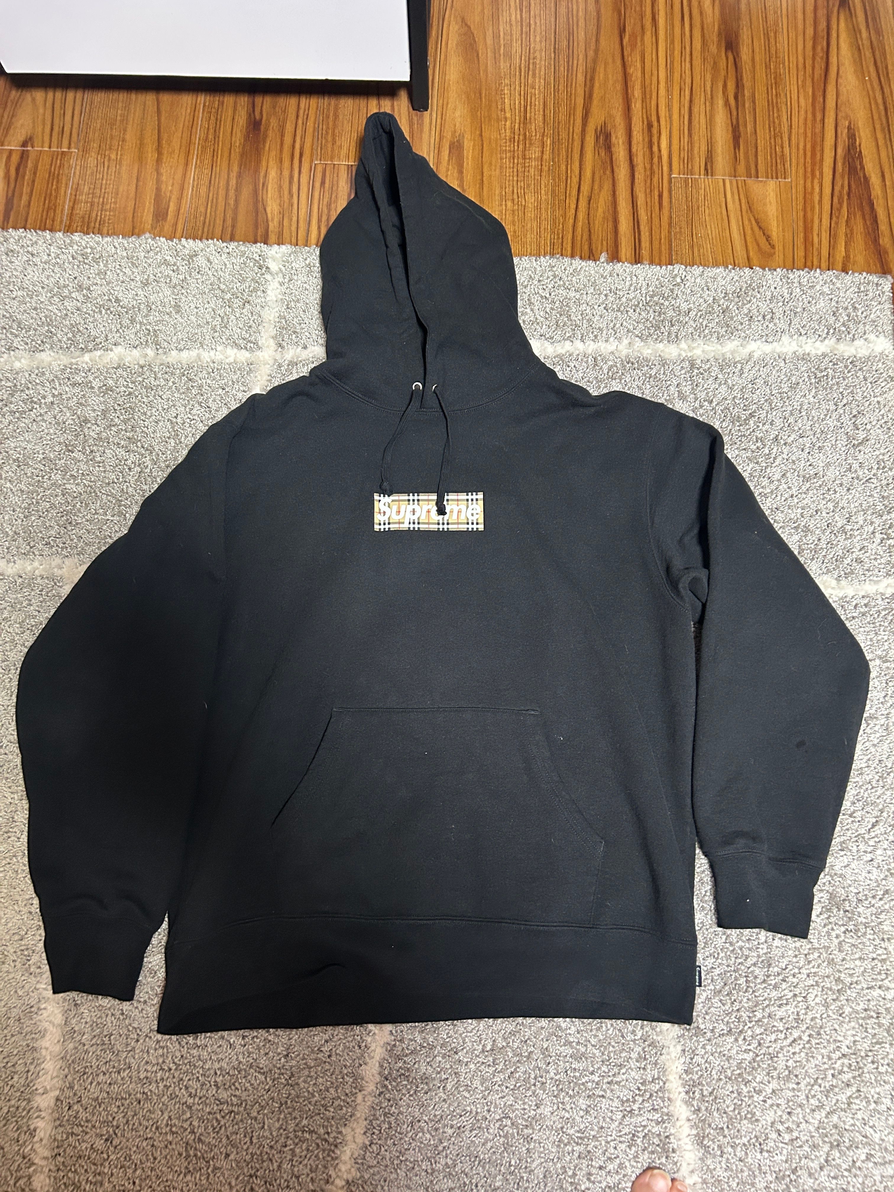 Supreme / Burberry Box Logo Hooded Sweatshirt "Black"