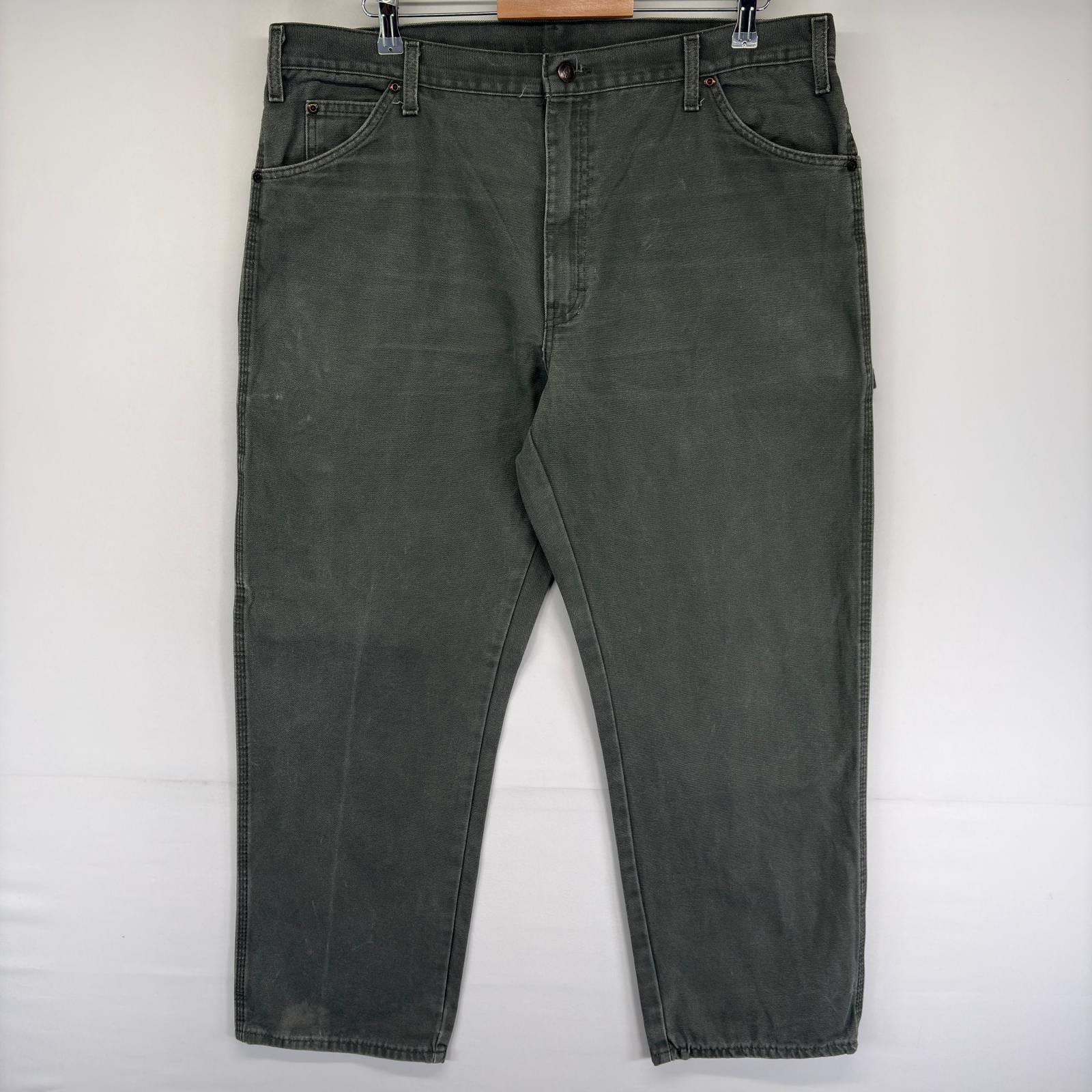 古着 ディッキーズ Dickies ダック パンツ ペインターパンツ 大きいサイズ ハンマーループ スパナポケット W40 L30  グリーン系 メンズ