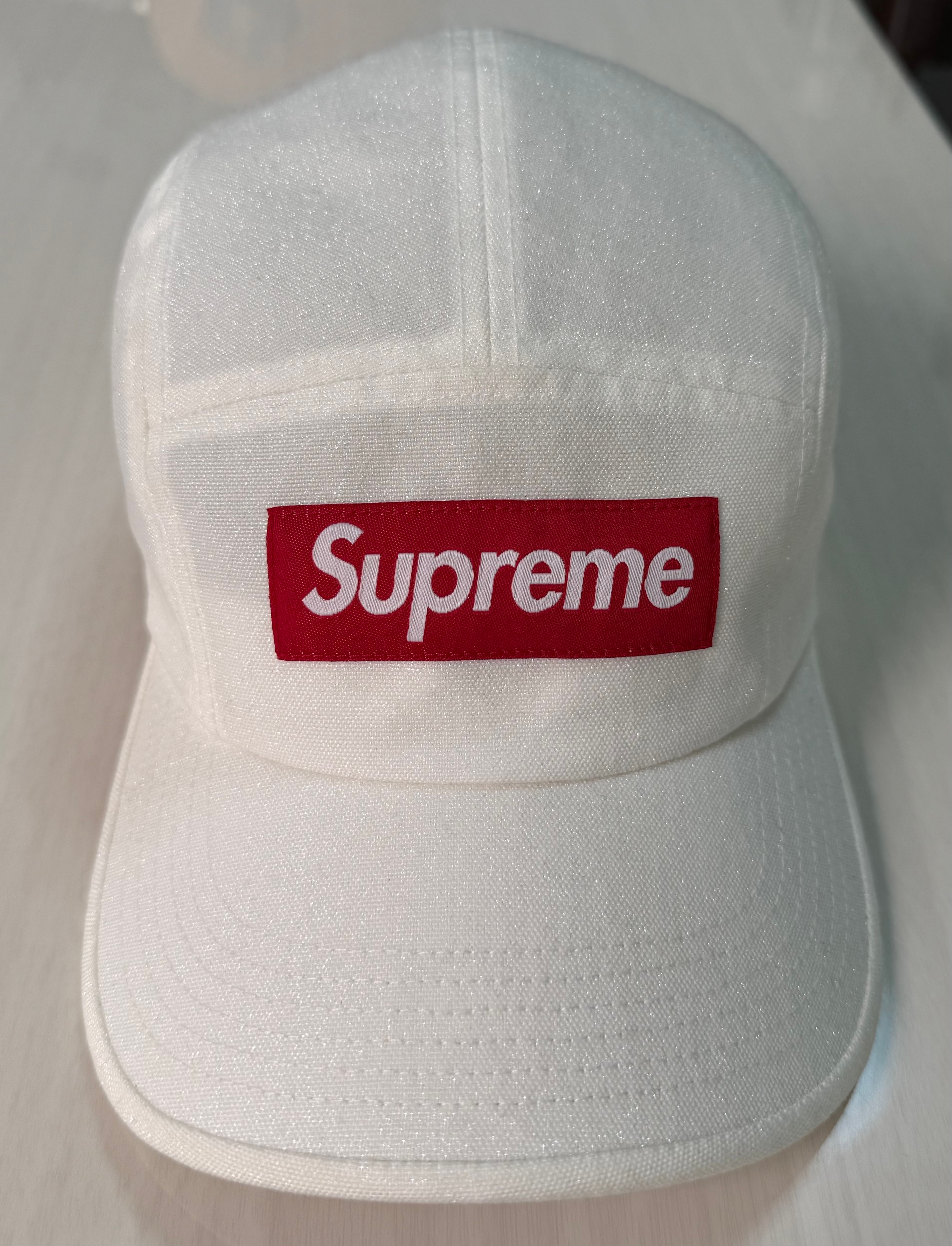 Supreme Glitter Cordura Camp Cap "White"