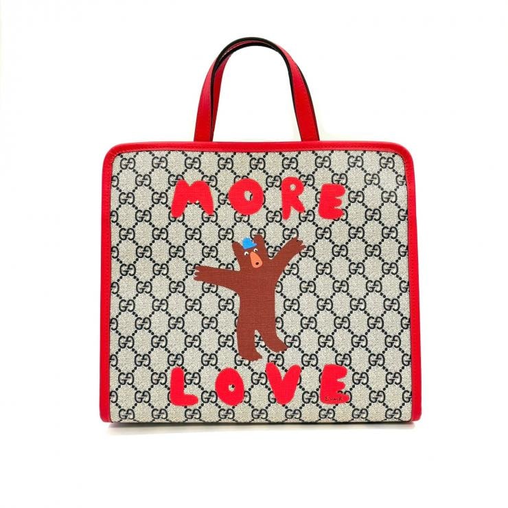 【極美品】GUCCI グッチ チルドレンズ プリント GG トートバッグ ハンドバッグ More Love ベア 605614 イタリア製 鑑定済み 正規品 グッチ