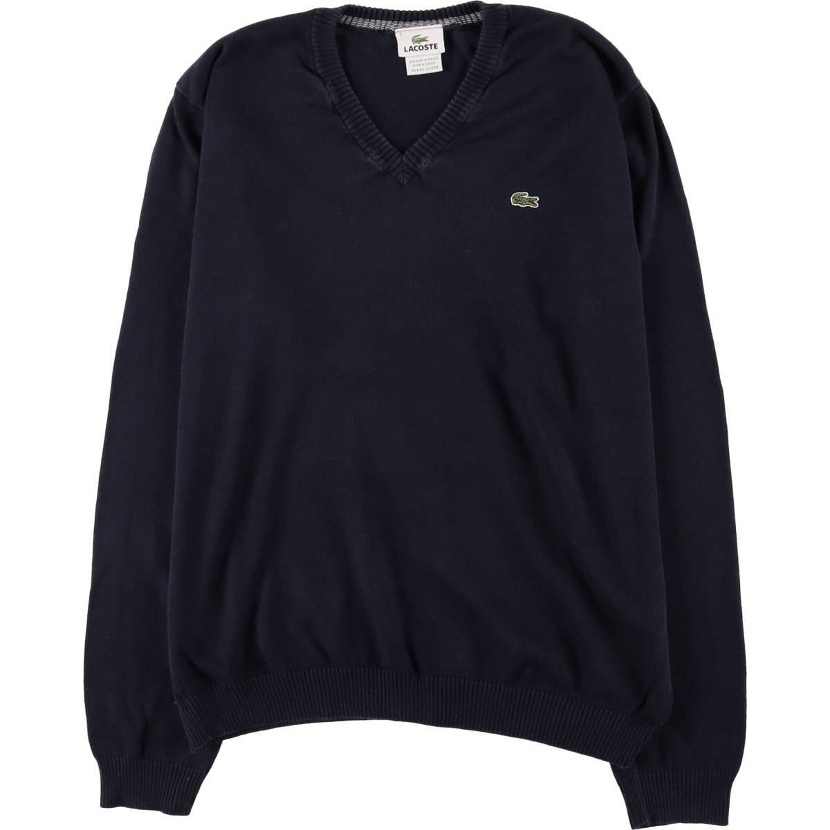 古着 ラコステ LACOSTE Vネック コットンニットセーター 5 メンズL相当/eaa589716