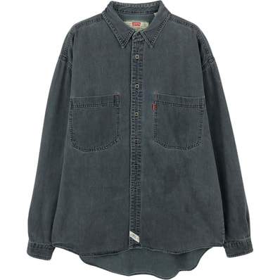 古着 90年代 リーバイス Levi's 長袖 ブラックデニムシャツ メンズM相当 ヴィンテージ/eaa666226