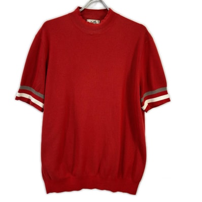 エルメス レッド コットン モックネック Tシャツ XL