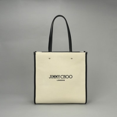 ジミーチュウ JIMMY CHOO バッグ トートバッグ キャンバス ホワイト Whiteブラック Black 白 シルバー金具 ハンドバッグ