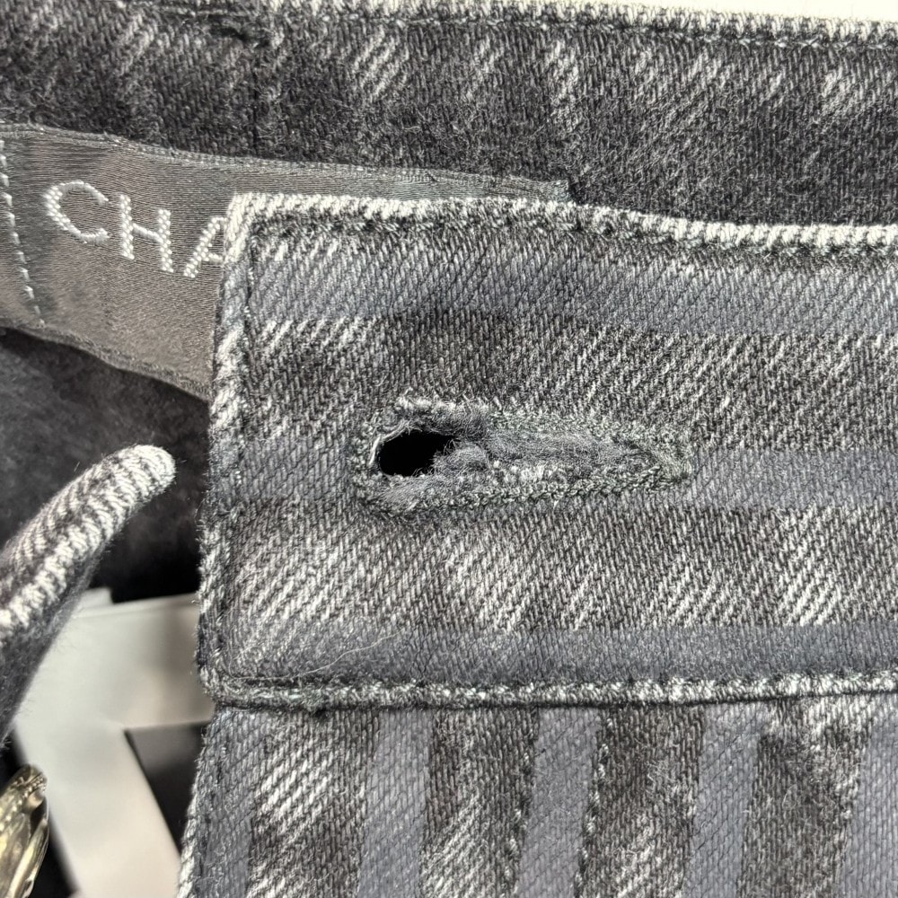 超美品 CHANEL CHANEL ココマーク ストライプ デニム ストレートL B (目立った傷や汚れなし)】CHANEL シャネル デニムパンツ ストライプ
