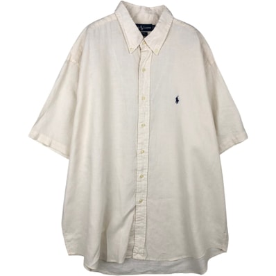 古着 ラルフローレン Ralph Lauren BLAKE 半袖 リネン ボタンダウンシャツ メンズXL相当/rab182086