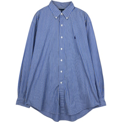 古着 ラルフローレン Ralph Lauren CLASSIC FIT マルチストライプ 長袖 ボタンダウンストライプシャツ メンズL相当/eaa659212