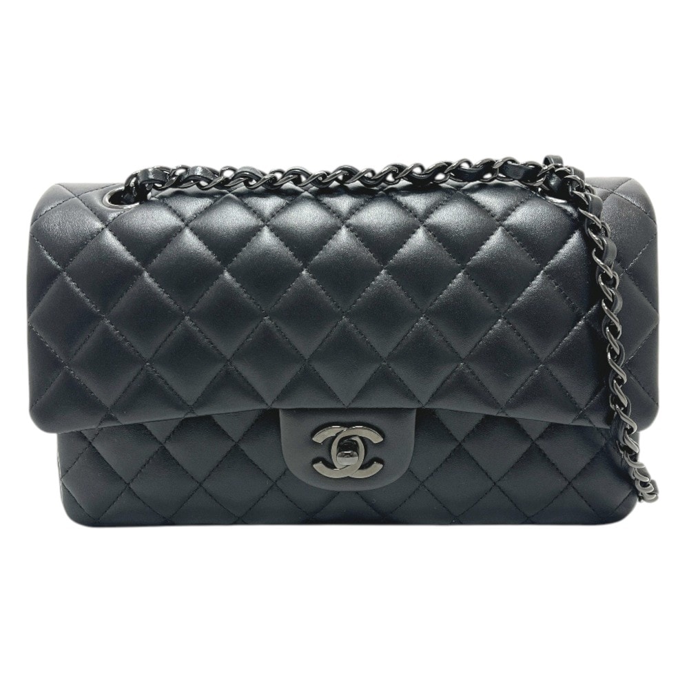 シャネル CHANEL マトラッセ25 ソーブラック A01112 カバン Wフラップ Wチェーン 斜め掛け 肩掛け ショルダーバッグ ラムスキン ブラック 新品同様
