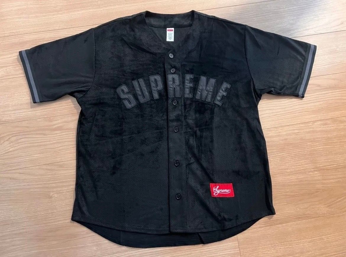 Supreme Ultrasuede Mesh Baseball Jersey "Black"