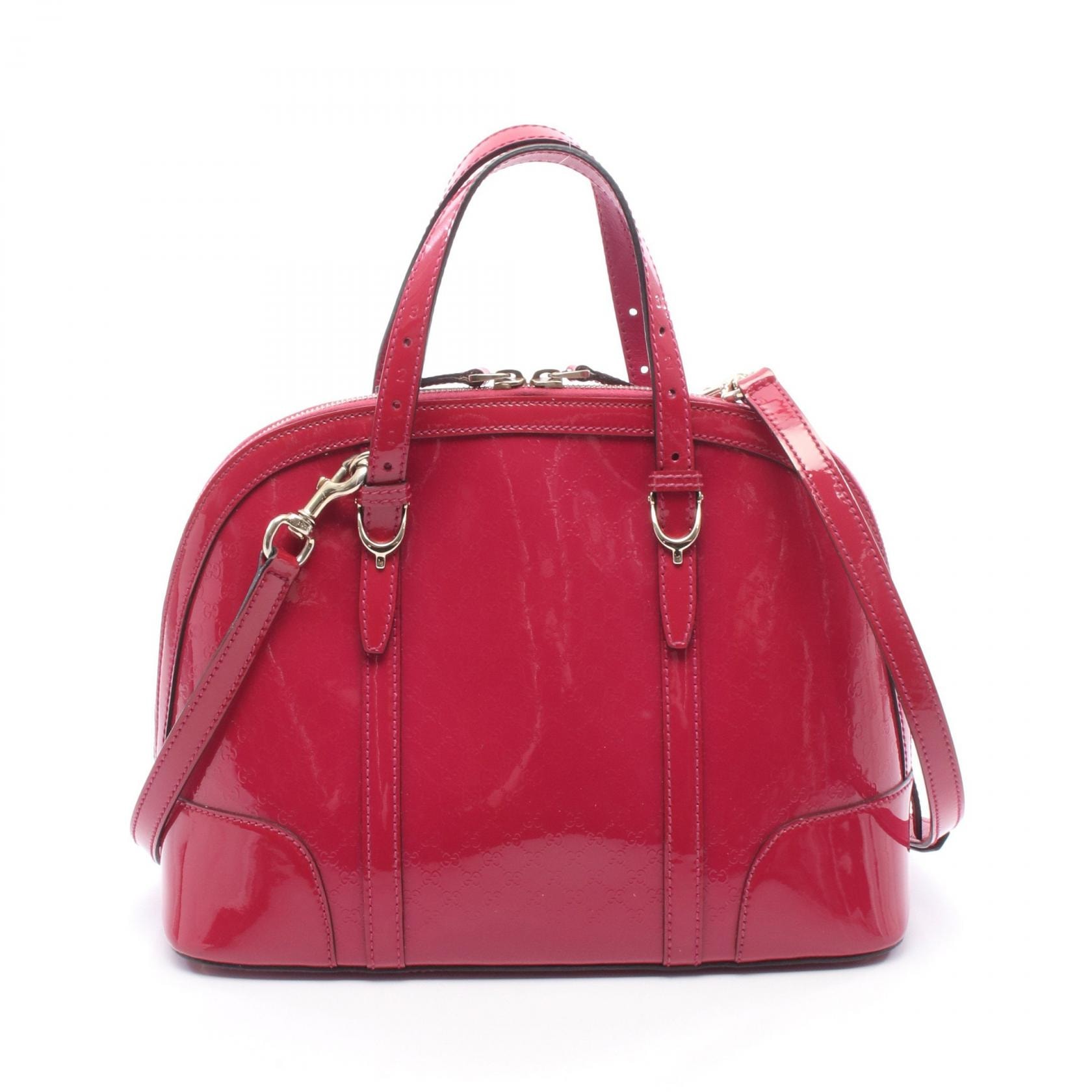 グッチ GUCCI ニース マイクログッチシマ 2WAY ハンドバッグ バッグ パテントレザー レディース ピンク系 309617 【中古】