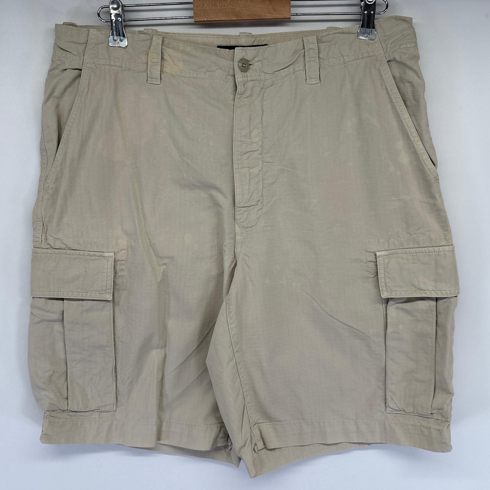 古着 トミーヒルフィガー TOMMY HILFIGER ショートパンツ カーゴ リップストップ ハーフ 短パン 半ズボン w34  ベージュ メンズ