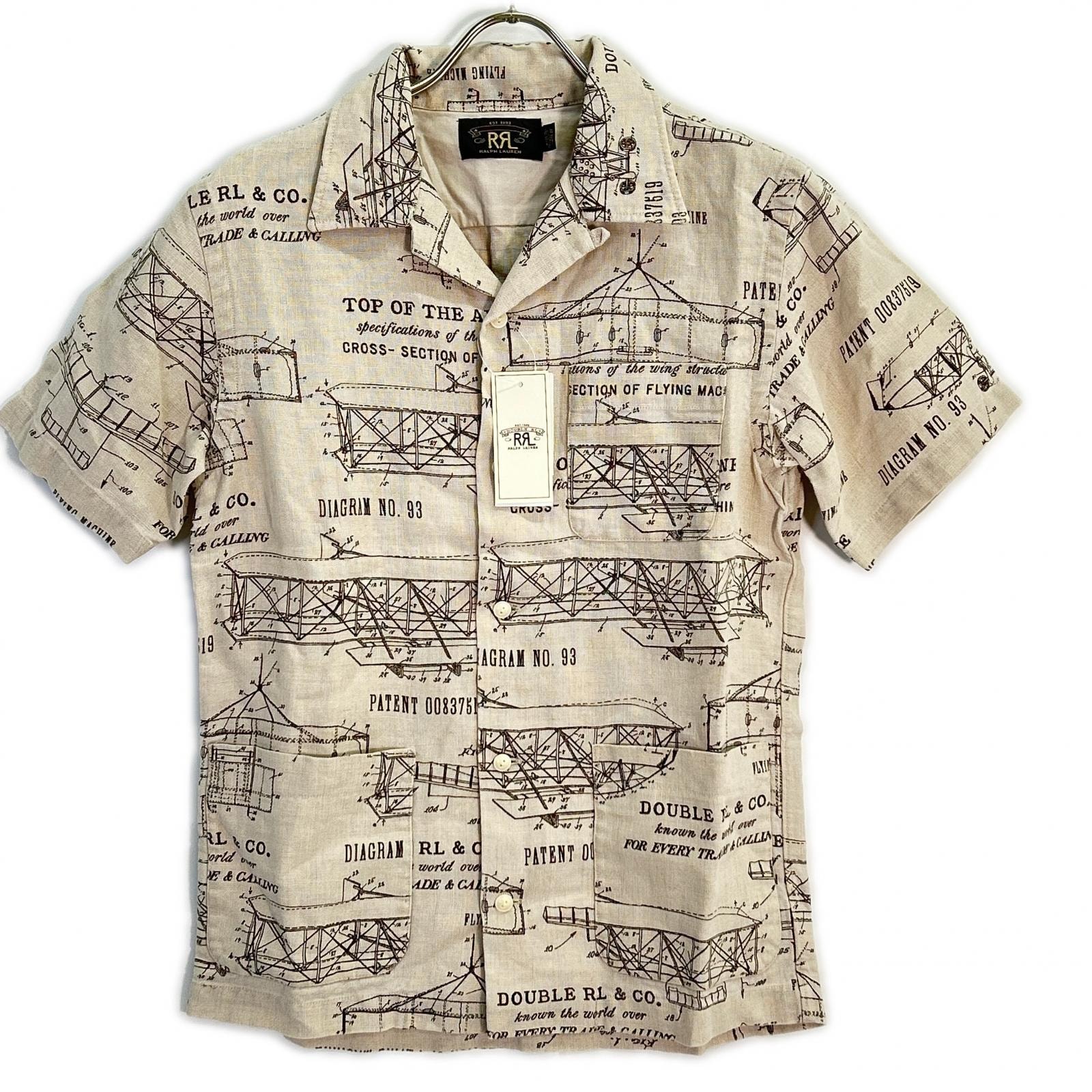 ダブルアールエル MNRRWOV1N820058 リネン ブループリント 3 PKT CAMP SHORT SLEEVE SPORT SHIRT XS