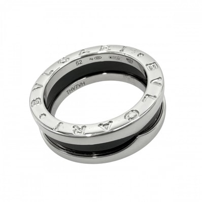 BVLGARI ブルガリ 指輪 ビーゼロワン セーブ・ザ・チルドレン B-ZERO1 リング 1バンド 52サイズ ジュエリー アクセサリー シルバー925 セラミック 約11号 ブラック 黒 レディース 約6.2g【中古品】