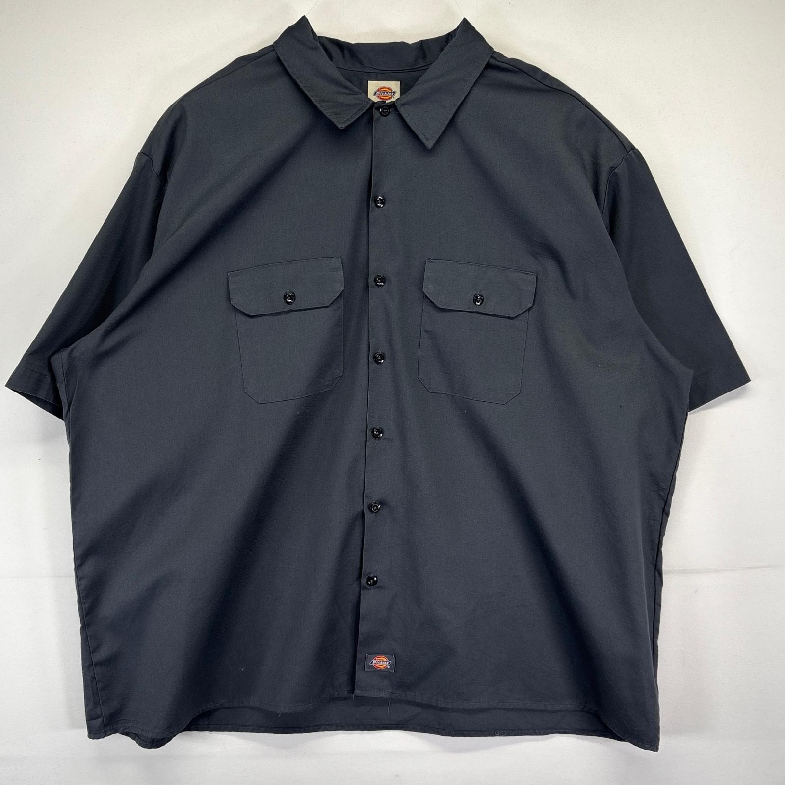 古着 ディッキーズ Dickies 半袖シャツ ワーク 大きいサイズ 無地 ストリート ワンポイントロゴ 14043 グレー系 メンズ