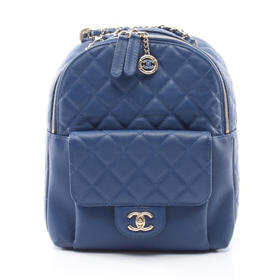 シャネル CHANEL マトラッセ リュックサック バックパック バッグ キャビアスキン(グレインドカーフ) レディース ブルー系 【中古】