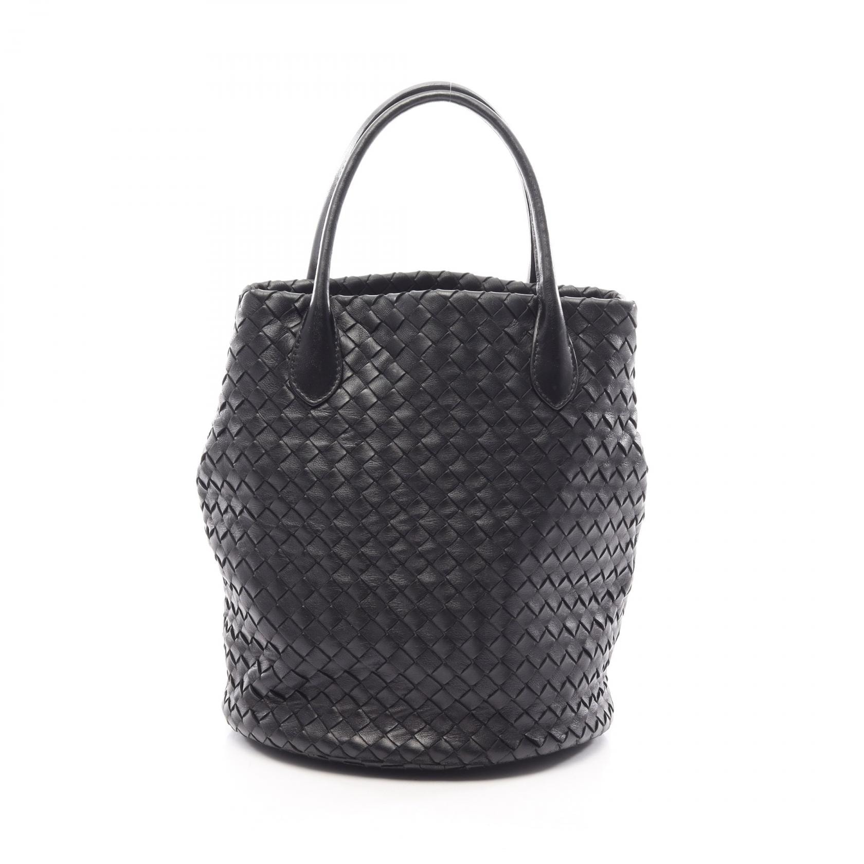 ボッテガヴェネタ BOTTEGA VENETA イントレチャート ハンドバッグ バッグ レザー レディース ブラック系 【中古】