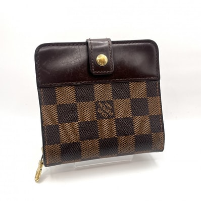 LOUIS VUITTON(ルイ・ヴィトン) コンパクト・ジップ ヴィンテージ 二つ折り財布 コンパクトウォレット ダミエ エベヌ ゴールド金具 N61668【中古】