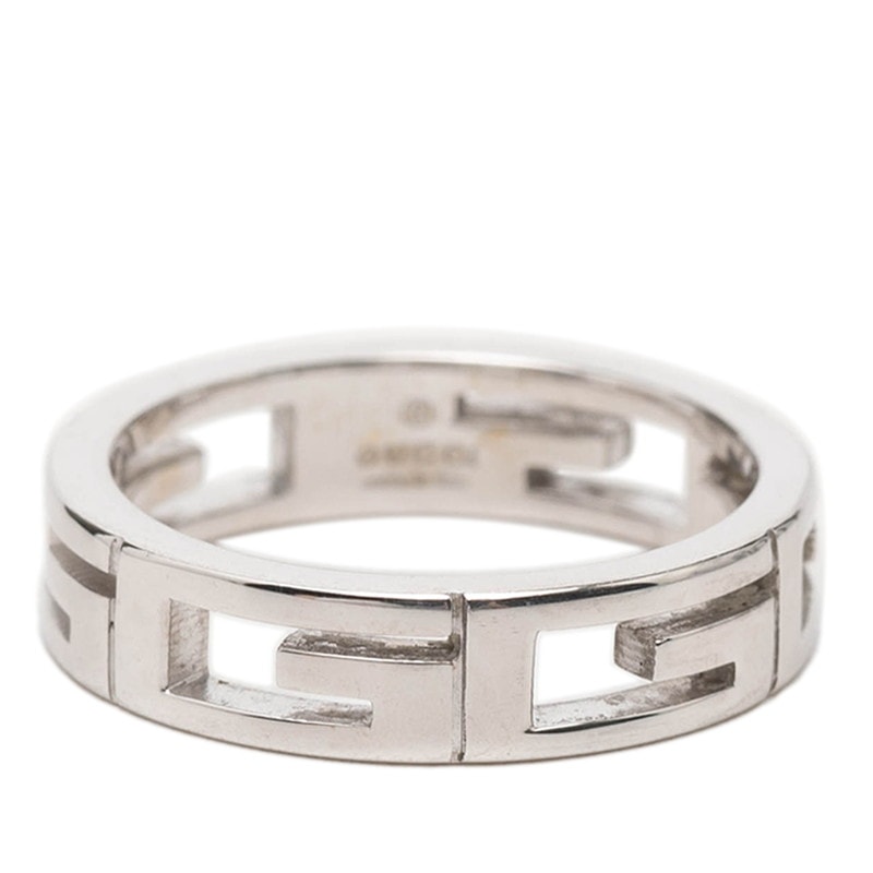 グッチ Gロゴ リング 指輪 #11 K18WG ホワイトゴールド 750 レディース GUCCI 【中古】