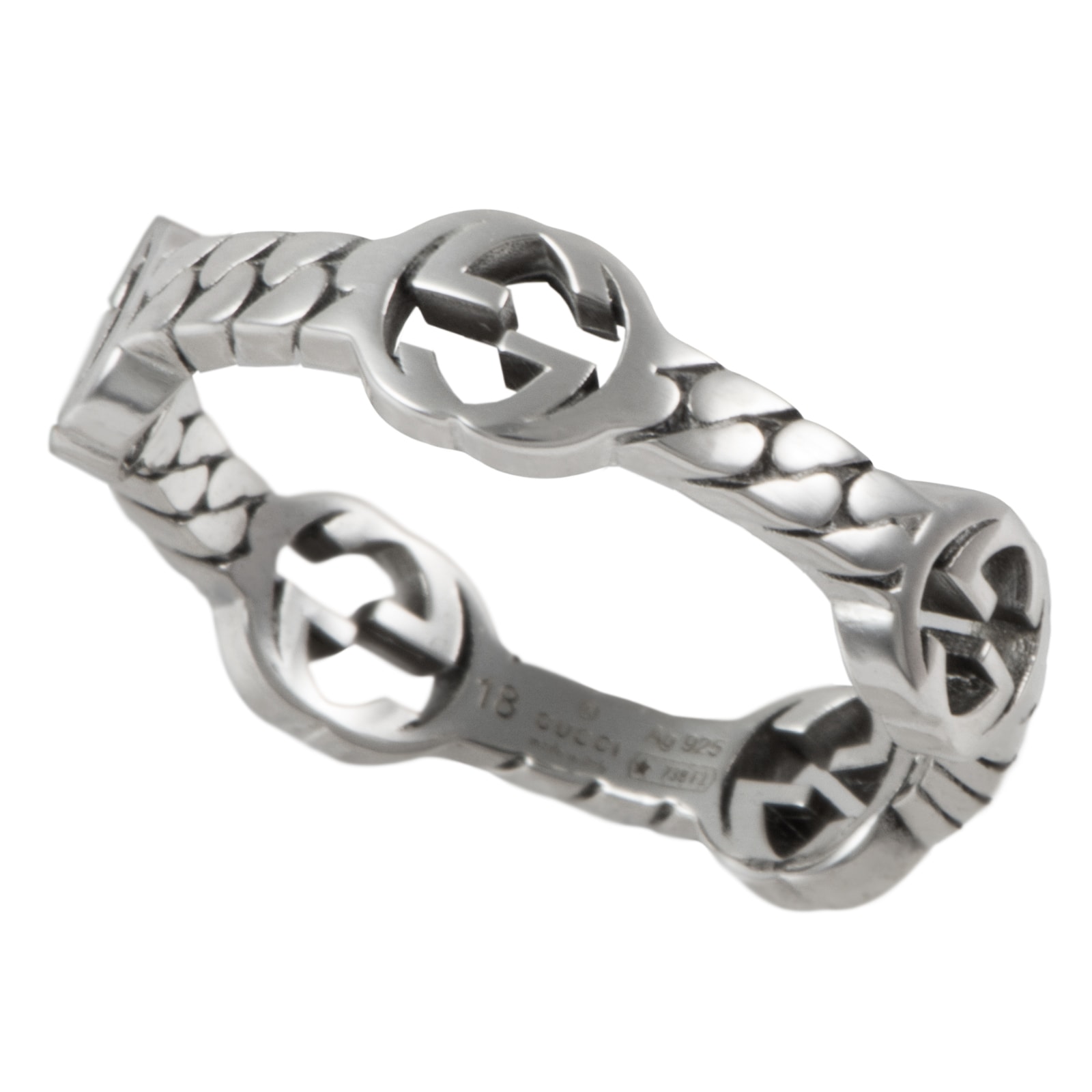 GUCCI グッチ インターロッキングG リング 指輪 18号 シルバー925 シルバー【中古】