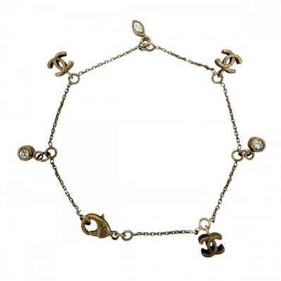 CHANEL シャネル ブレスレット ココマーク ココ チェーン アクセサリー GP ラインストーン 10A レディース 約3.9g 2010年【中古品】