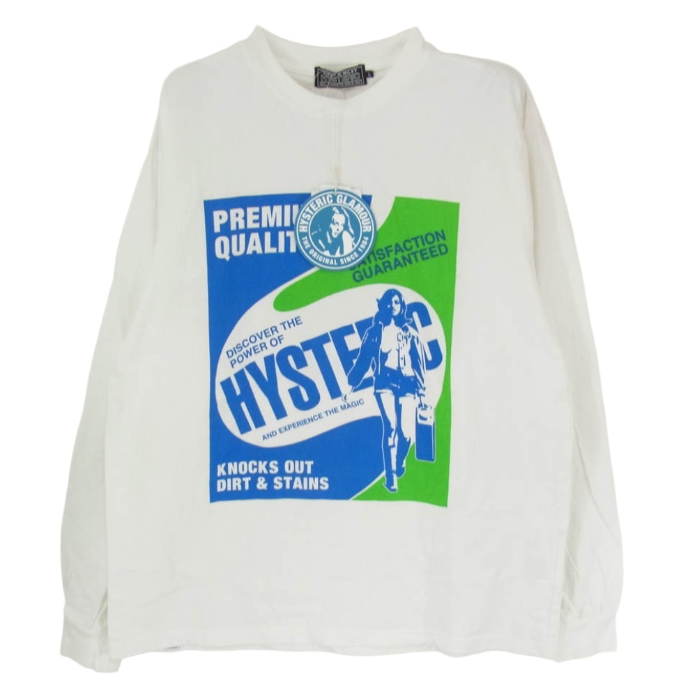 HYSTERIC GLAMOUR ヒステリックグラマー Tシャツ 25AW 02253CL11 HYSTERIC DETERGENT 長袖 Tシャツ ホワイト系 L【美品】【中古】