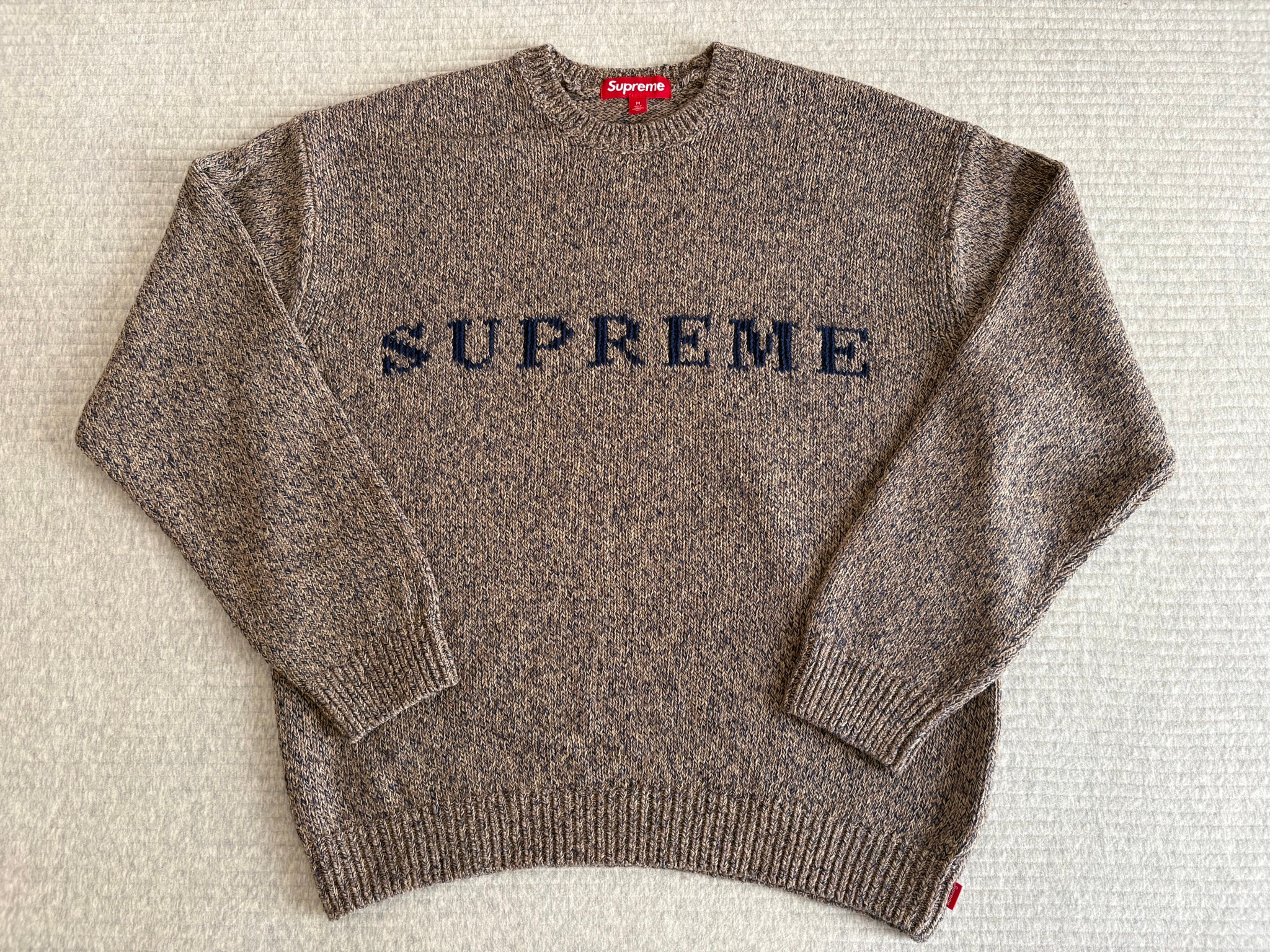 Supreme Contrast Logo Sweater "Taupe"