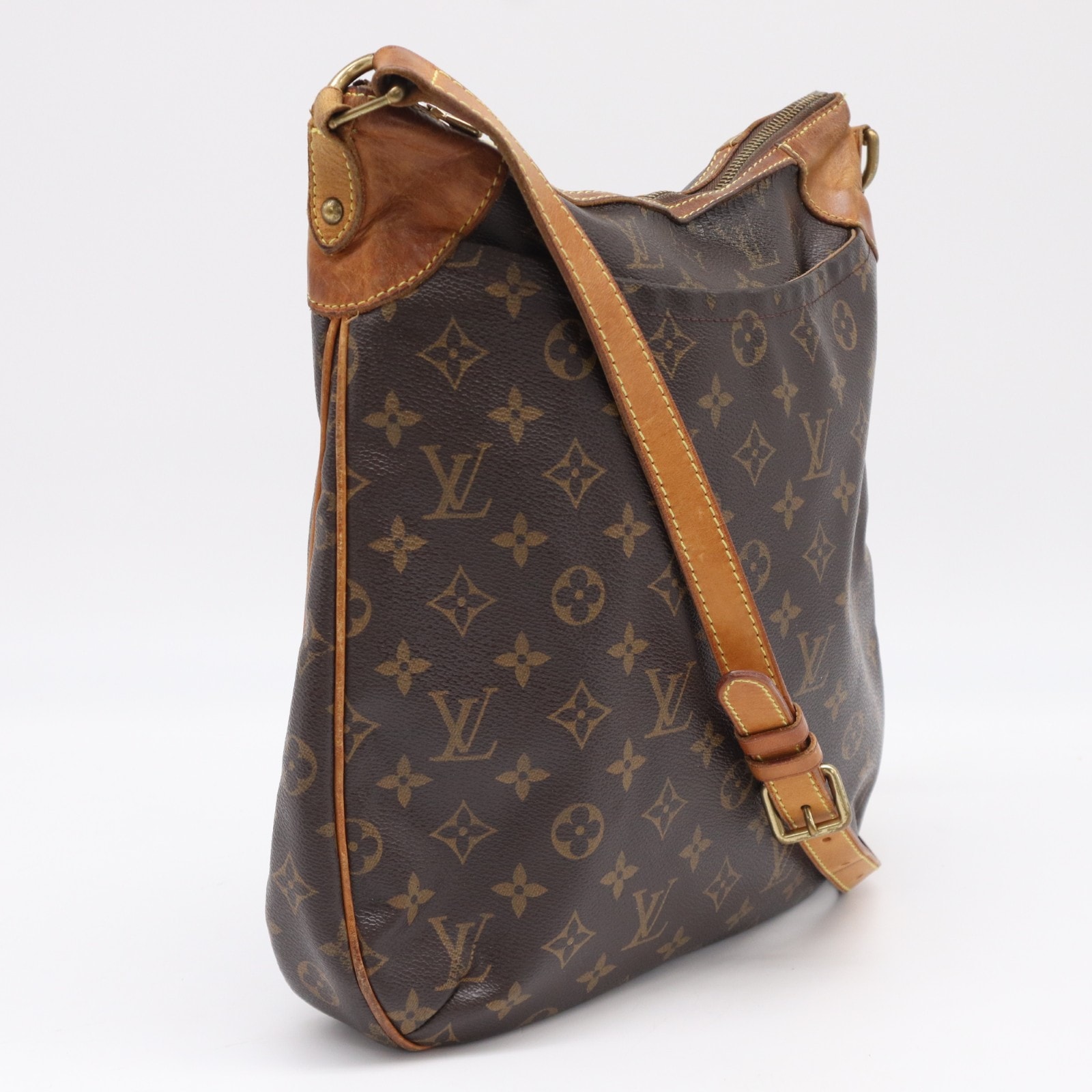 LOUIS VUITTON ルイ・ヴィトン モノグラム オデオンMM M56389 ショルダーバッグ ブラウン ベージュ コーティングキャンバス レザー レディース
