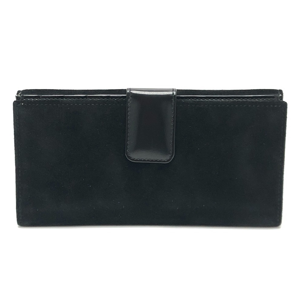 グッチ GUCCI インターロッキングG オールドグッチ ロングウォレット 財布 フラップ 長財布 スエード/エナメル ブラック
