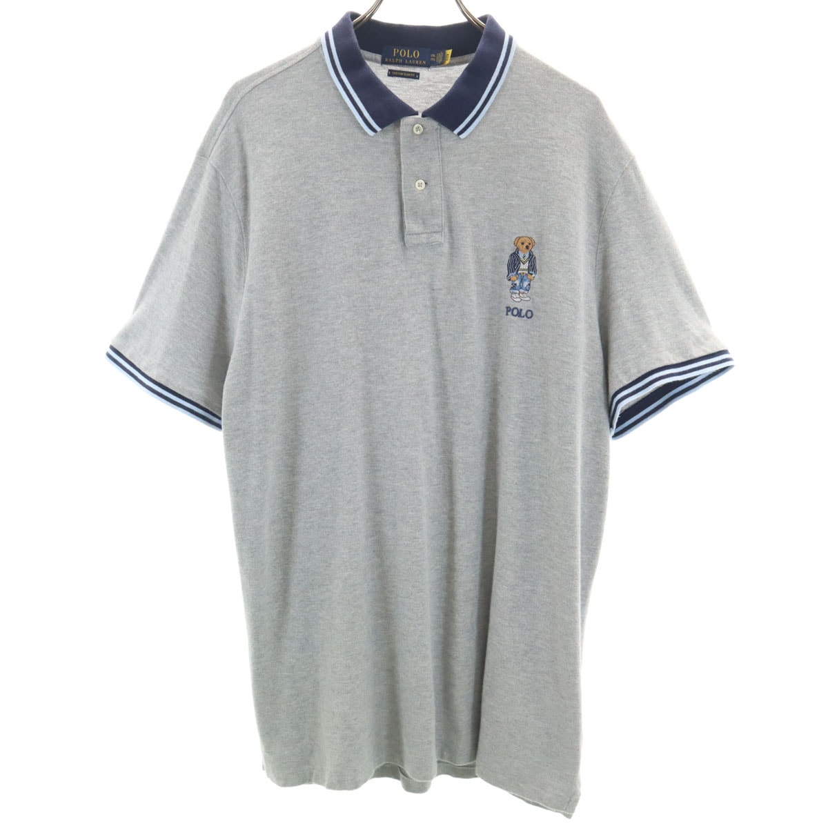 POLO RALPH LAUREN ポロラルフローレン ポロベア刺繍 半袖 ポロシャツ XXL グレージュ ビッグサイズ