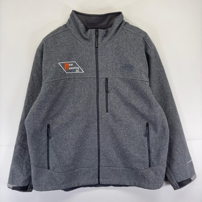 古着 ザ・ノースフェイス THE NORTH FACE ジャケット フルジップ ソフトシェル WINDWALL 大きいサイズ ロゴ 刺繍 2XL グレー系 メンズ