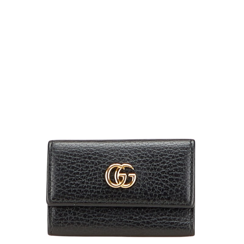 グッチ GGマーモント 6連 キーケース 456118 ブラック レザー レディース GUCCI 中古