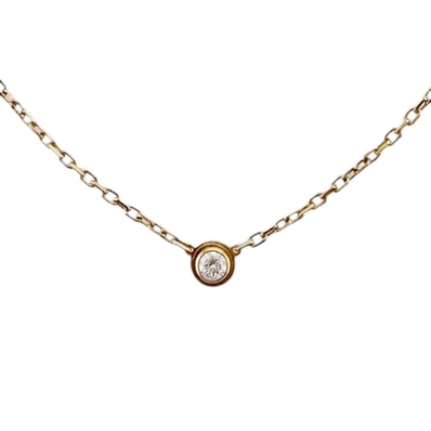 カルティエ ダムール ディアマンレジェ 約0.09ct ネックレス 18金 K18イエローゴールド ダイヤモンド レディース CARTIER 中古