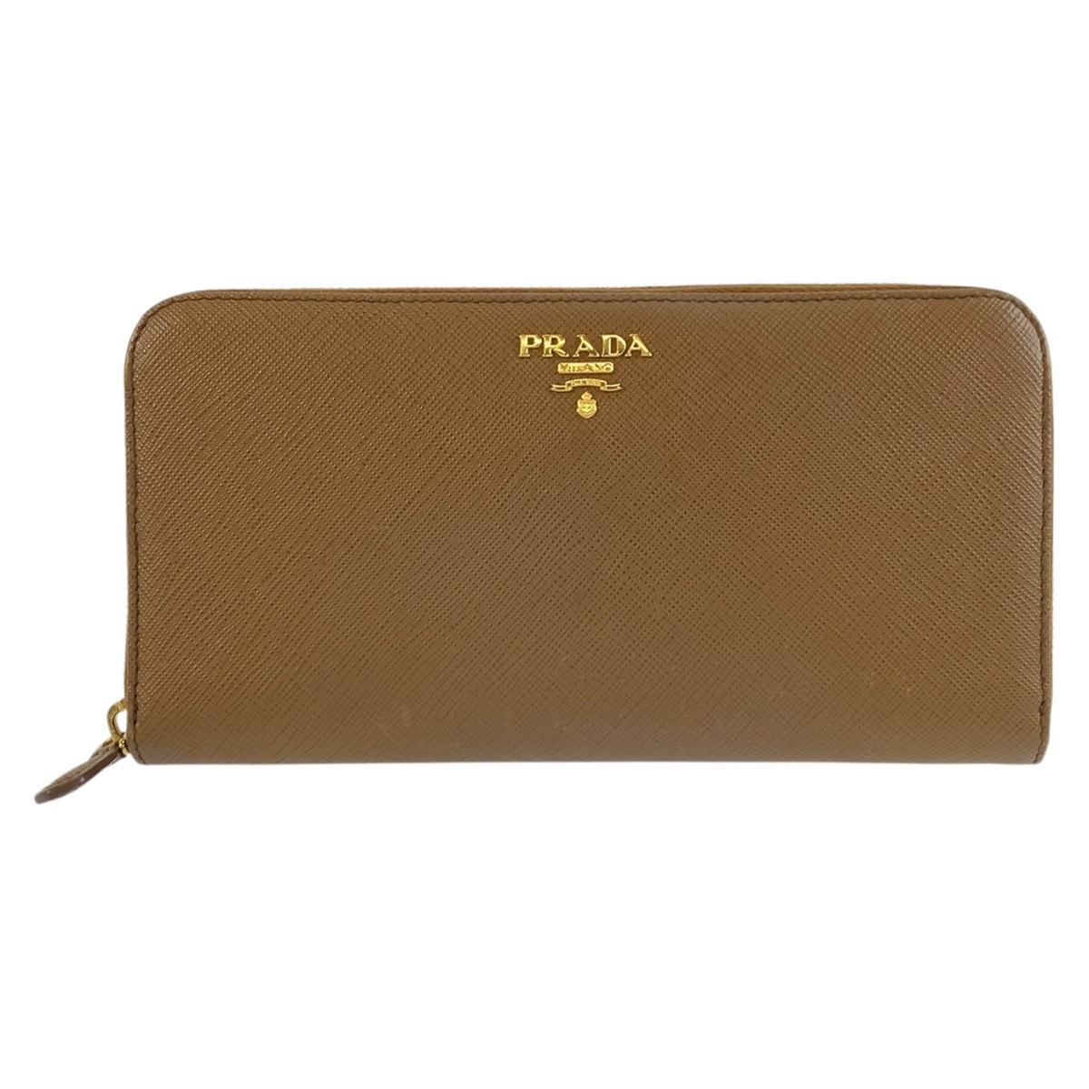 美品 PRADA プラダ サフィアーノ ブラウン ゴールド金具 レザー 長財布 ロングウォレット 604061 【中古】