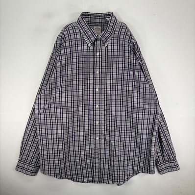 古着 ブルックスブラザーズ Brooks Brothers 長袖シャツ 胸ポケット ボタンダウン XL パープル系 チェック メンズ