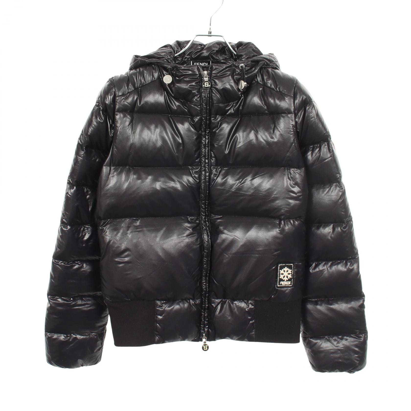 フェンディ FENDI FFロゴ フード付き ダウンジャケット 衣料品 アウター ナイロン メンズ ブラック系 【中古】
